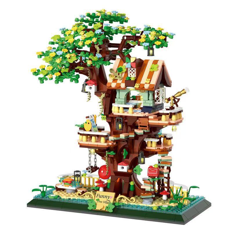 Treehouse Flower Leaf Scene Model Educational Building Blocks Toy Ornaments