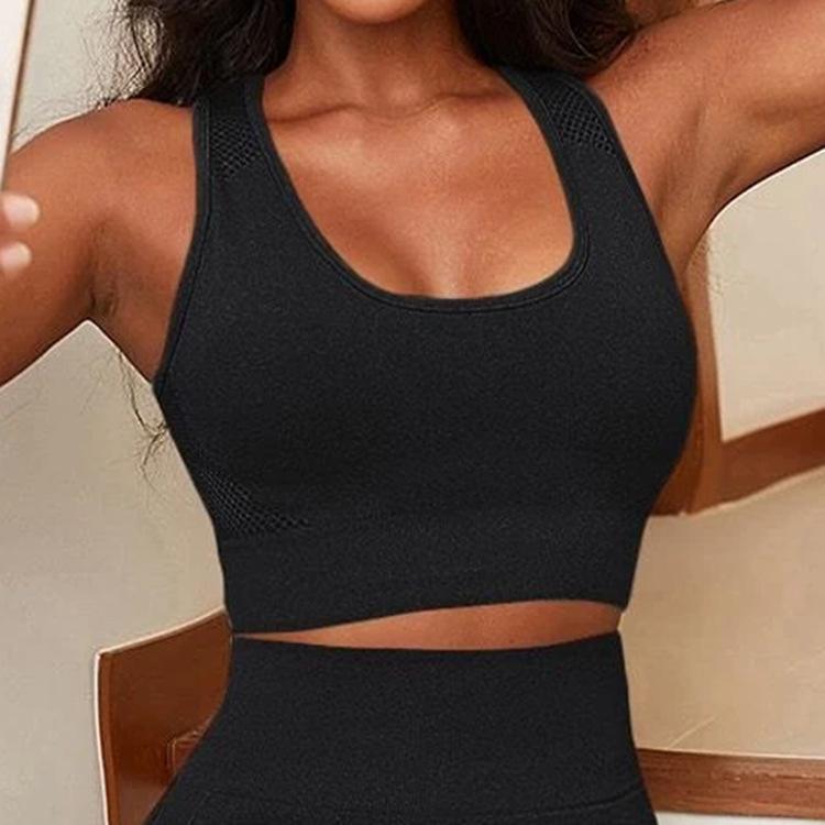 Women's Quick-Dry Shockproof Yoga Set: Ribbed Knit High Elastic Bra & Pants Two-Piece