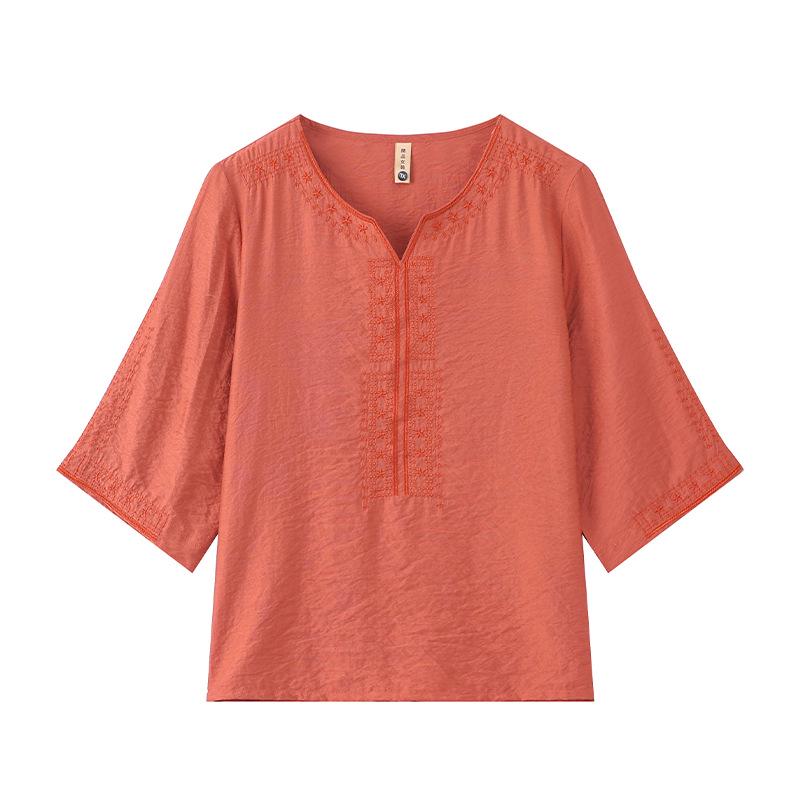 Stylish Plus Size Cotton & Linen Summer Top for Middle-Aged and Elderly Women