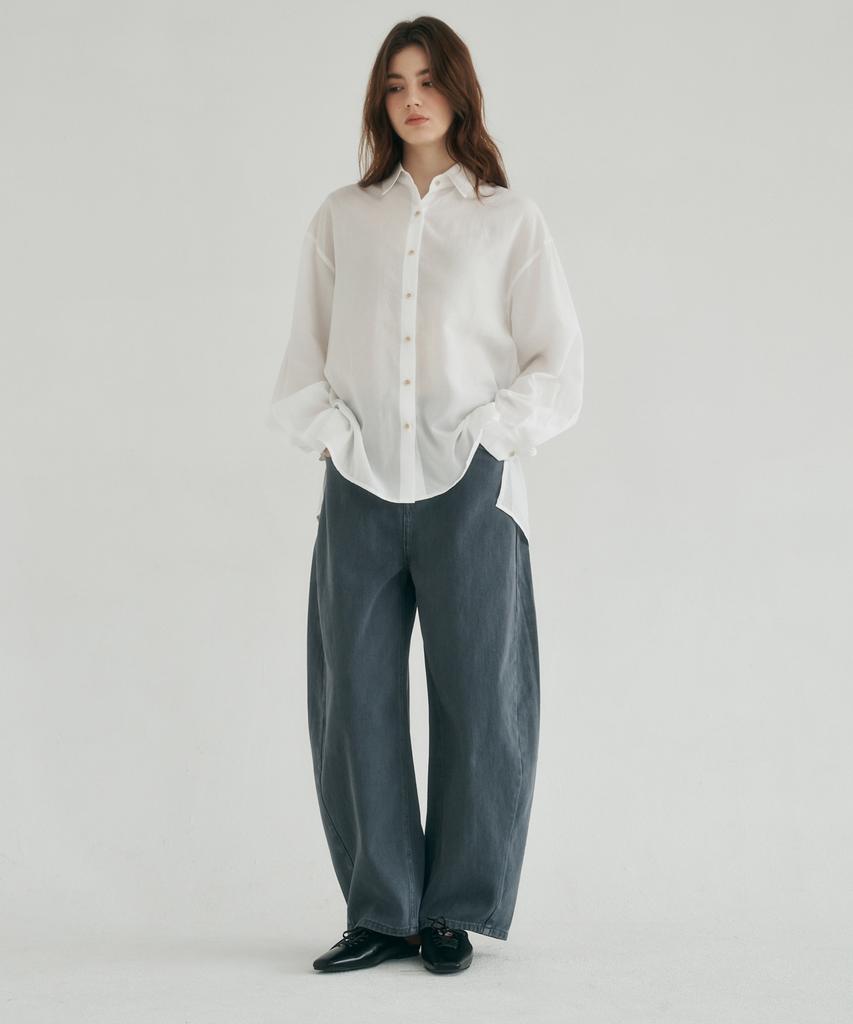 LOSSYROW Curved Wide Denim Pants Blue Charcoal