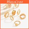 Geometrische Zinklegering Ringenset Met Bloemenpatroon Voor Stijlvolle Vrouwen
