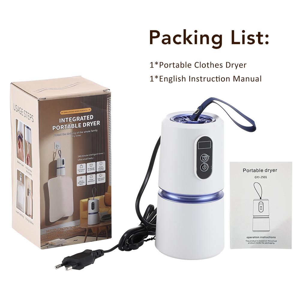 Portable Clothes Dryer Small Quiet Clothing Fast-Drying Machine Adjustable Timer Mini Laundry Dryer Foldable Electric Drying