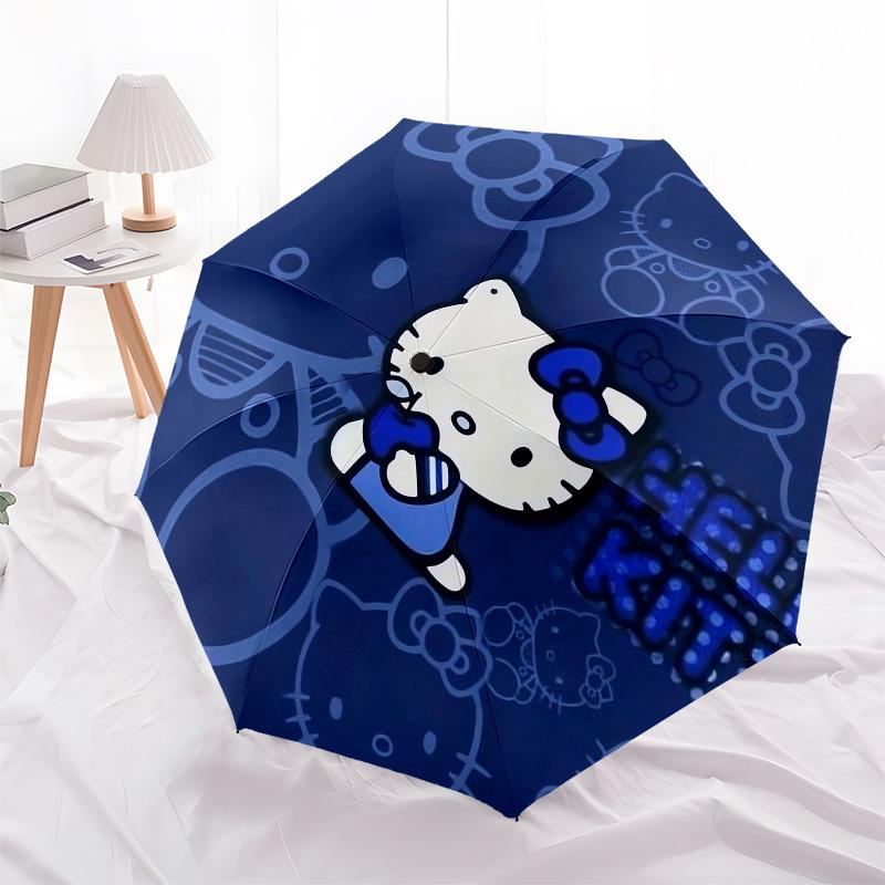 1pc Hello Kitty Blue Theme Umbrella with Plastic Handle,Suitable for All Seasons Home Travel Outdoor UmbrellaSanlio687