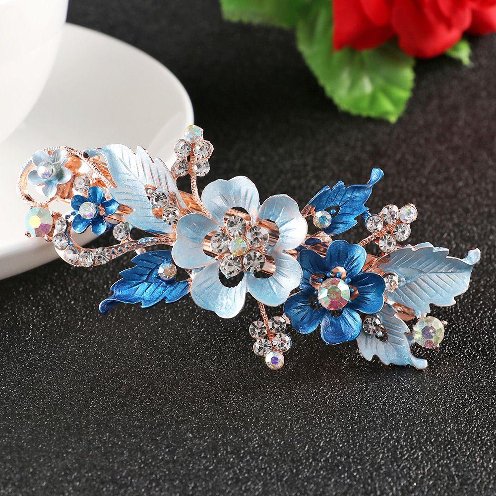 Fashion Resin Floral Crystal Hair Clip Headwear Accessories  Flower Barrettes  Cute Hairpin