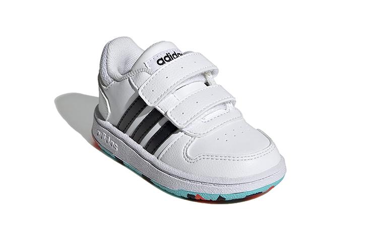 Adidas Neo Hoops 2.0 Abrasion Resistant Low top Toddler Shoes White Black Infant And Toddler H01551