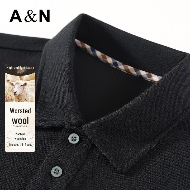 Men s Fleece-Lined Business Casual Polo Wool Sweater 54