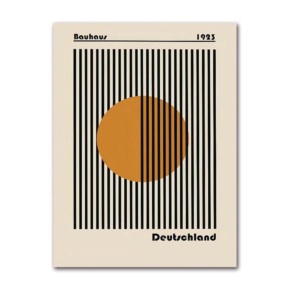 Nordic Striped Bauhaus Abstract Geometric Line Art Poster, Self-Adhesive Waterproof Wall Sticker for Cafe & Bar Room Decor