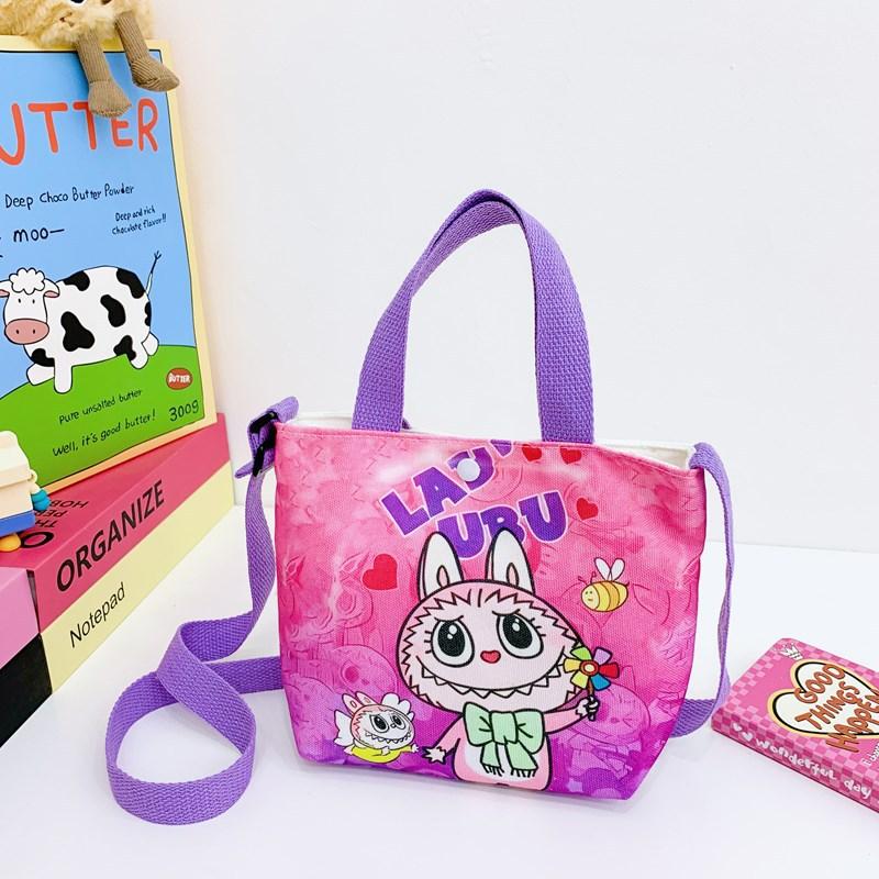 Labubu New Cartoon Canvas Shopping Bag Crossbody Bag Cute Little Girl Handbag Bag Travel Leisure Handbag
