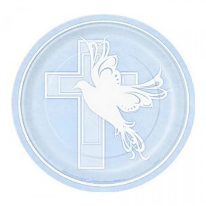 Unique Party Papir duekors dåpsfestplater (Pakke med 8)