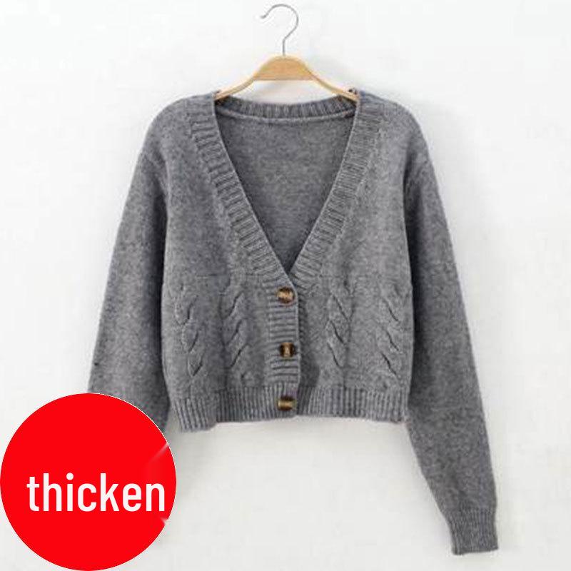 Women's Early Autumn Slimming Cable Knit Cardigan - Short, Single-Breasted, High-Waisted Sweater