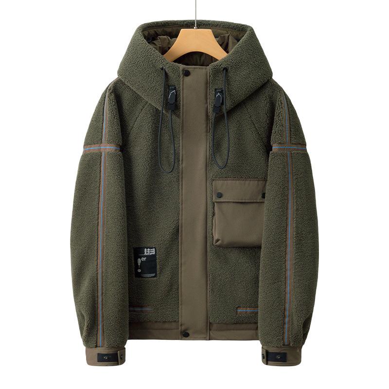 Lamb Down Jacket Men's Thickened Short Jacket Winter New Hooded Fleece High
