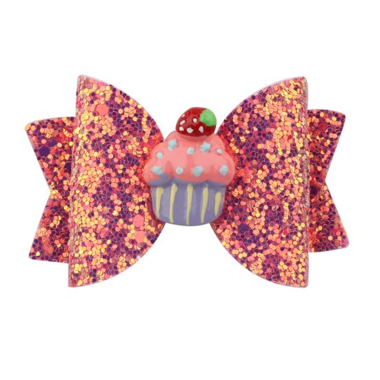 Girl Hairpin Three-Dimensional Bow Shape Rainbow Gradient Color Glitter Hair Clip Side Bangs Party Hair Accessory