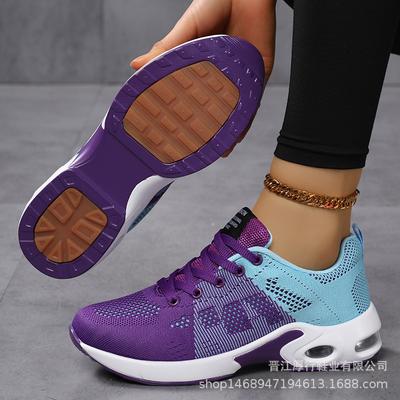 New Casual Mesh Breathable Non-slip Patch Sports Air Cushion Shoes Lightweight Lace-up Running Platform Shoes