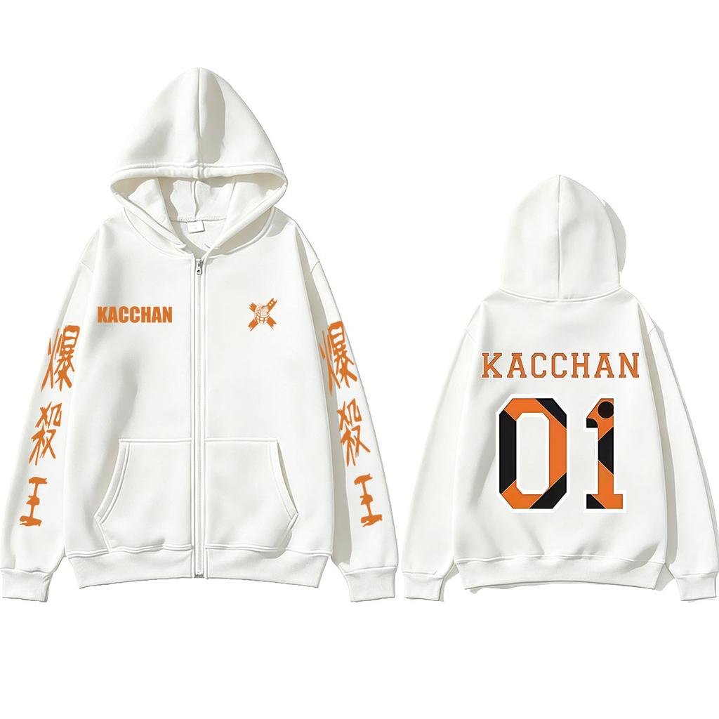 Felpa con zip Anime My Hero Academia Bakugou Katsuki Uomo Donna Cartone Animato Cosplay Felpe con Zip Maschile Casual Retro Giacca Oversize