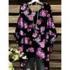 Bohemian Chic Women's T-Shirt Vintage Floral Graphic O-Neck Pullover Short Sleeve Tees Oversized Irregular Hemline Clothes