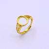 Gold-Plated S925 Sterling Silver Oval Open Ring with Filigree Design and Pave Setting