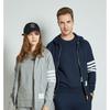 Unisex Cotton Woven Stripe Hooded Zip-Up Sweatshirt With 4-Stripe Detail Regular Fit Casual Daily Wear