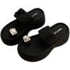 Niche design sense toe sandals women's summer new rhinestone thick bottom one word sandals outside slippers