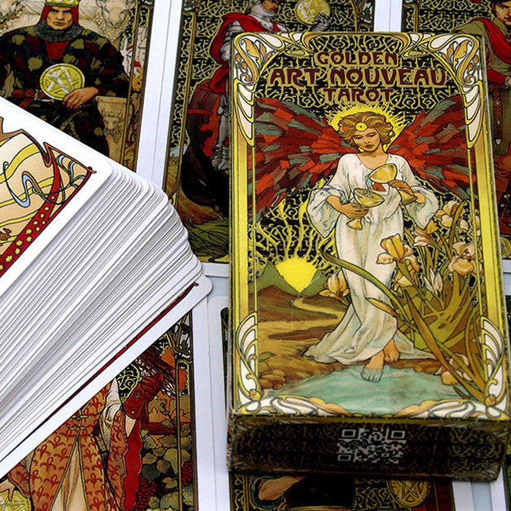 Joc de masă de cărți de tarot Art Nouveau Arta de aur Cărți de dezarhivare Recuzită pentru joc