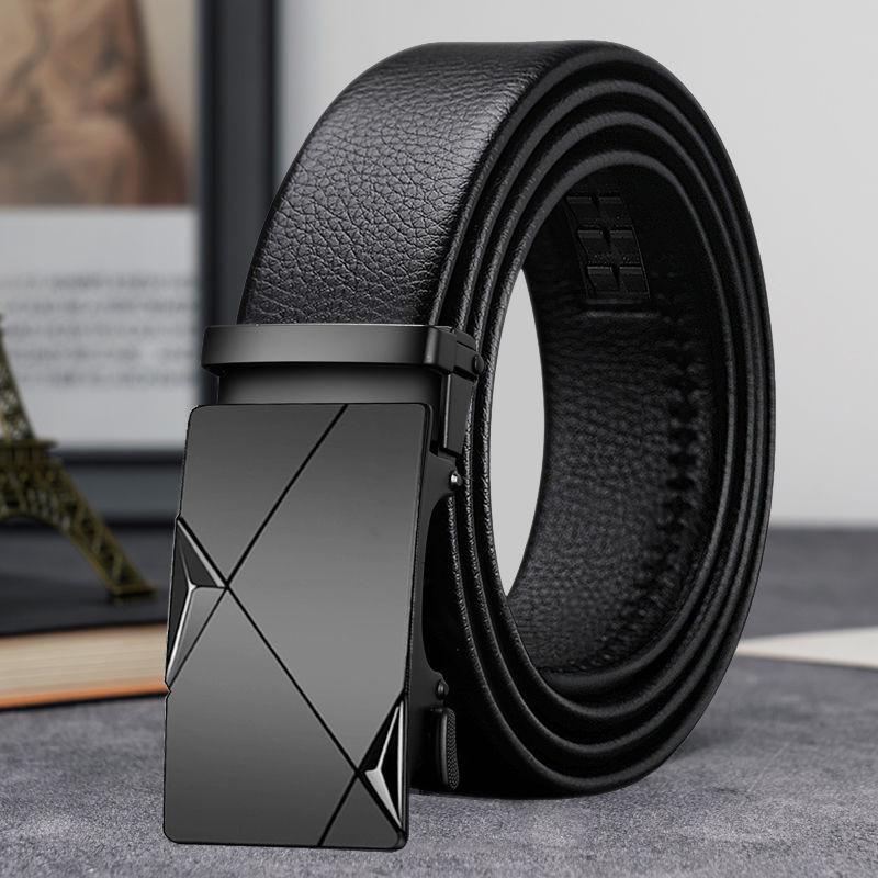 Stylish Automatic Buckle Black Belt For Young Men Casual Business Wear 105cm To 125cm