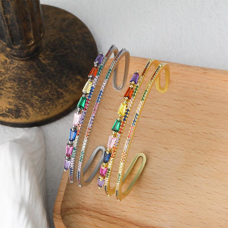 New Style Inlaid Zircon Bracelet, Fashionable and Luxurious Double-layer Hollow Open Bracelet