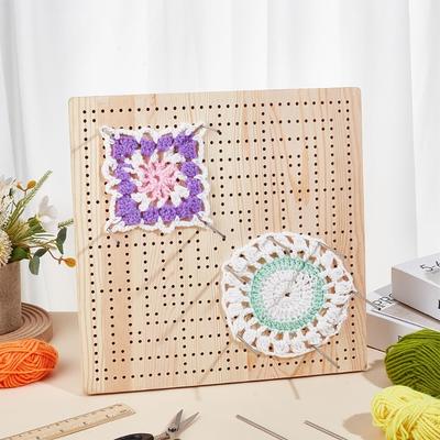 Wooden Crochet Block Plate Handcrafted Reusable Crochet Knitting Board Crochet Weaving Bamboo Grid Knitting Blocking Mat
