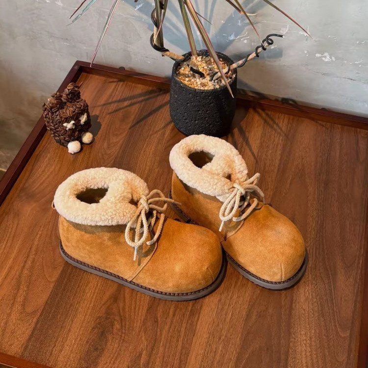 

Versatile Interior Height Increasing Snow Boots Women Winter 2026 with Plush Bread Boots Fuzzy Warm Cotton Shoes Short Boots 35 хакі