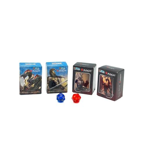 The world's smallest Magic: The Gathering exclusive collector's set, featuring Ajani vs. Nicol Bolas and Heroes vs. Monsters dueling decks and exclusi