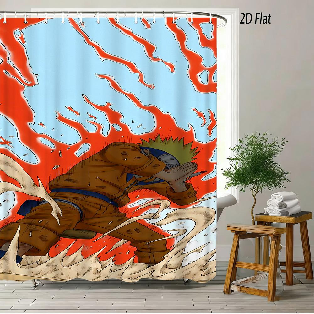 

2D Flat Naruto Anime Naruto Uzumaki Rasengan Manga Style Print Waterproof Shower Curtain For Bathroom Decor W60H190(CM)-1 Pcs