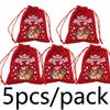 (5 Pieces/bag) 10*12cm Merry Christmas Velvet Gift Bag Xmas Tree Pendant Drawstring Packaging Bag Candy Packaging DIY