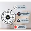 Large World Map Wall Clock, Metal Minimalist Modern Clock, Round Silent Non-Ticking Battery Operated Wall Clocks for Living Room / Home