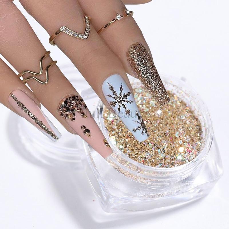 Mixed Color Nail Art Glitter Rhinestone Crystal Gems Jewelry Bead Manicure Decoration Accessories Nail Supplies For Professional
