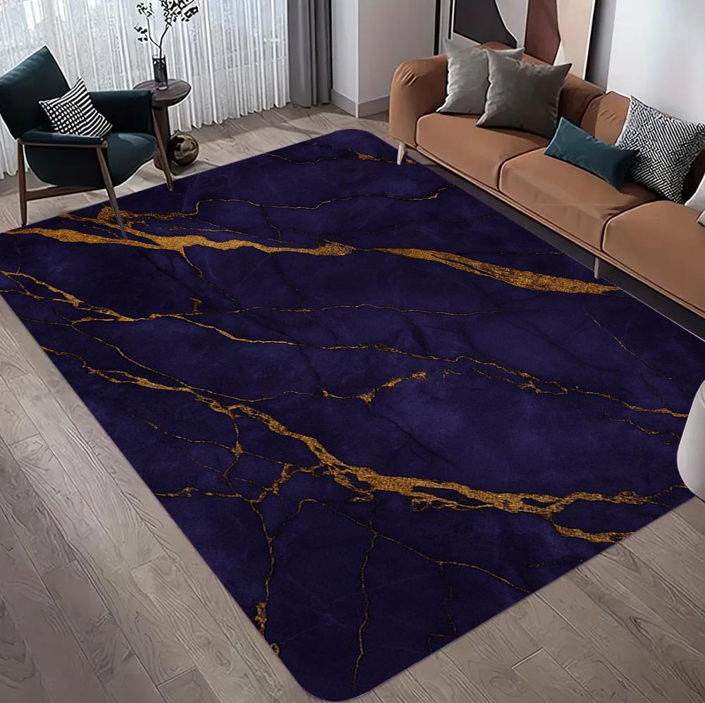 Luxury Black Marble Carpet Living Room Decoration Home Bedroom Sofa Soft Fluffy Rugs Office Coffee Tables Foldable Floor Mats