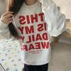 Autumn Winter American Letter Printed Round Neck Sweatshirt Women Velvet Thickened New Trendy Top