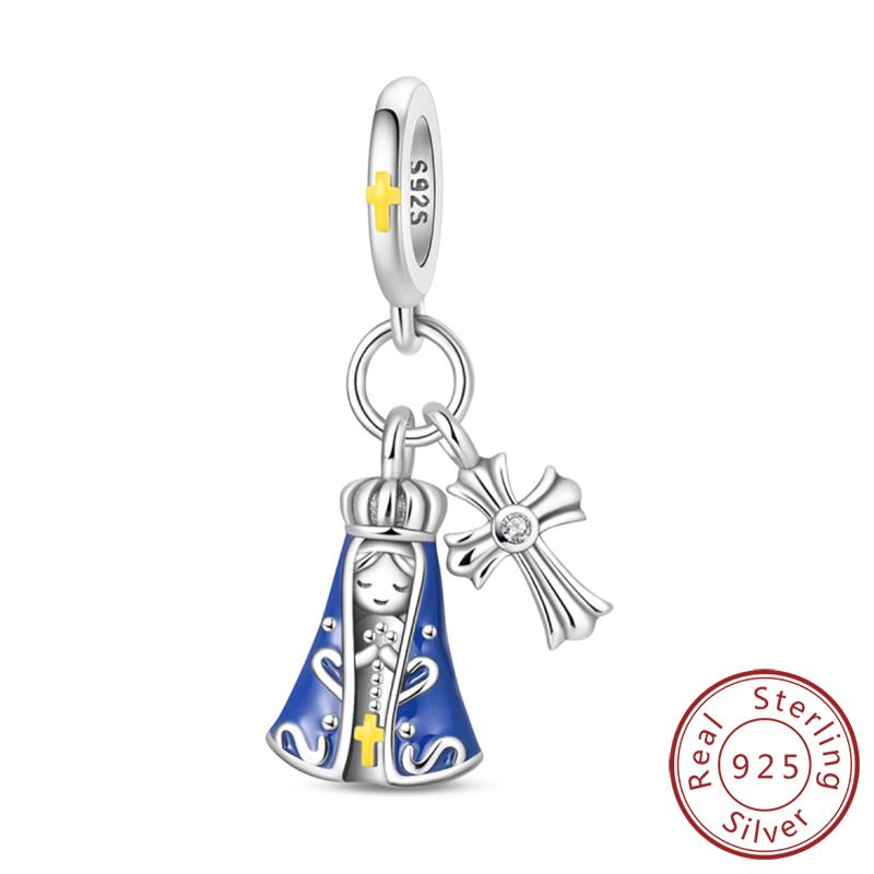 Original Copper Charm Beads Classic Cross Bible Guardian Angel Charms Pendants For Bracelet Diy Birthday Jewelry