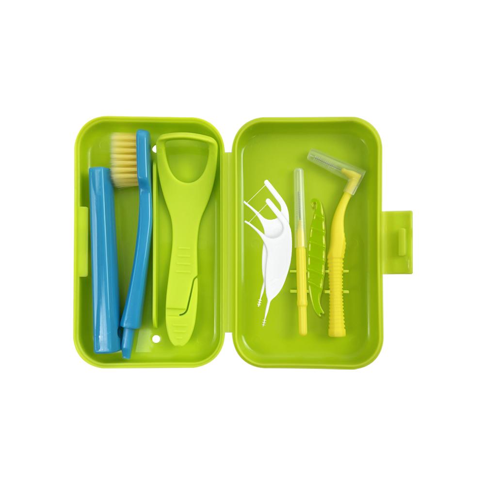 Neue Dentalreinigungs-Pflegesets Faltbare Zahnbürste Interdentalbürste Zungenschaber Aligner Kaugummis Halterentferner Zahnseide