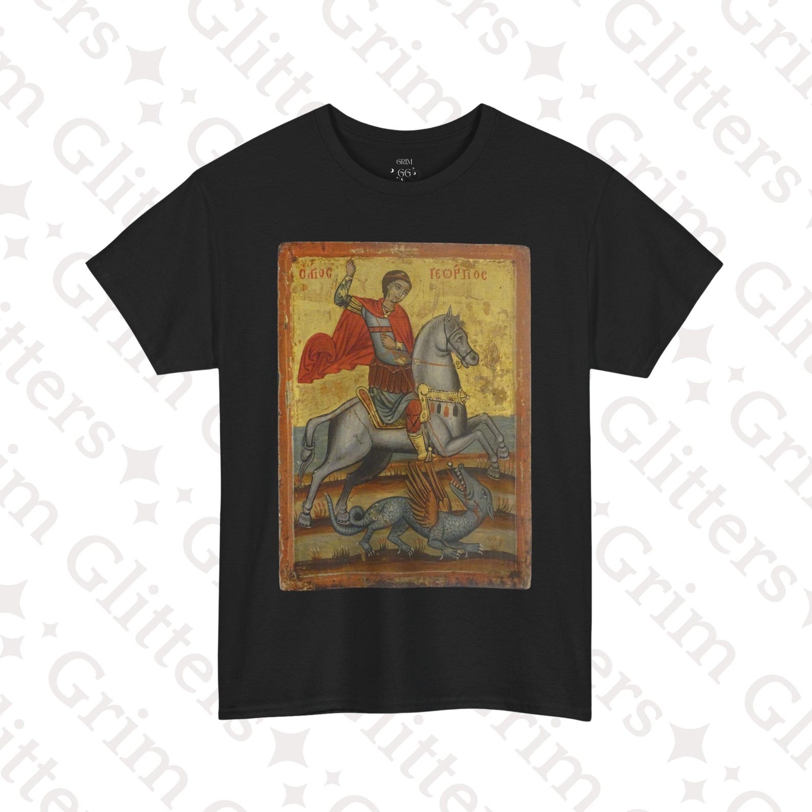 Saint George and the Dragon T-Shirt: Medieval Byzantine Icon 4XL