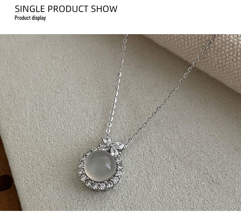 Banyan Tree S925 Silver Princess Bow Necklace with Chalcedony, Pearl & Diamond Accents