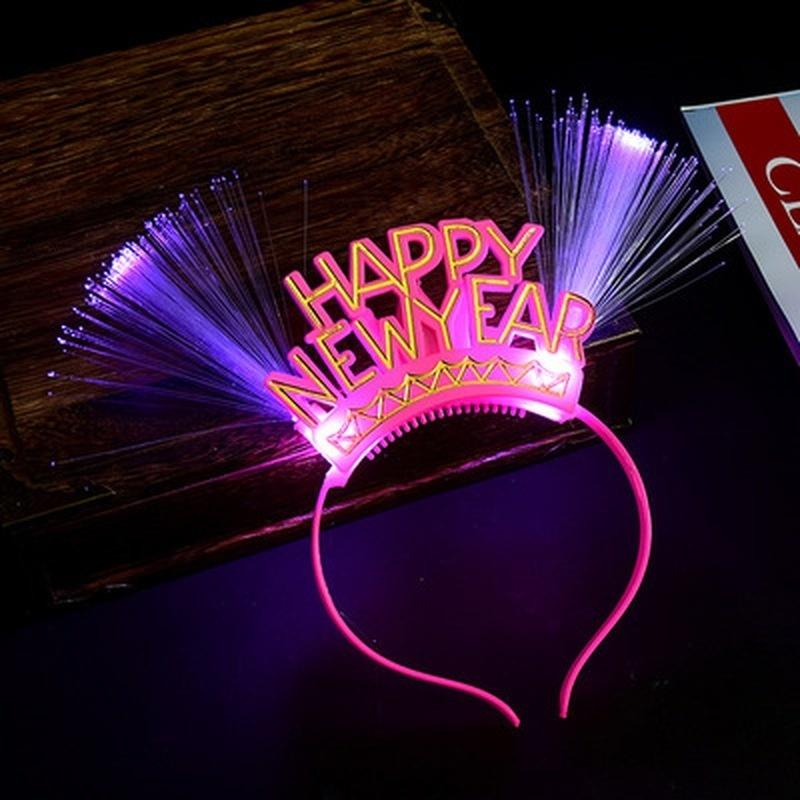 Happy New Year Electric Light Up Glowing Hair Band Toys Party Christmas Gifts Kids Hair Band