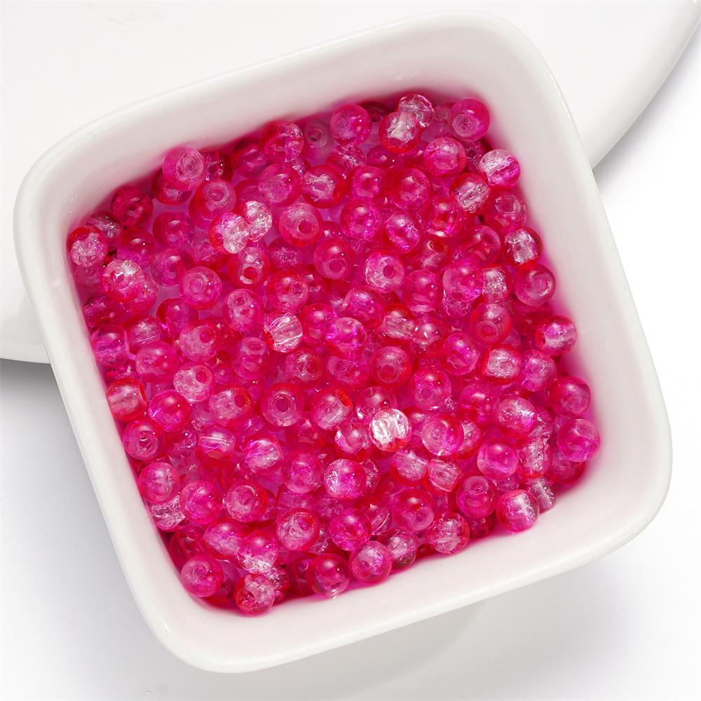 A String 4mm Double Color Round Cracking Glass Beads Necklace Loose Beads For DIY Jewelry Making Bracelet Handmade Accessories