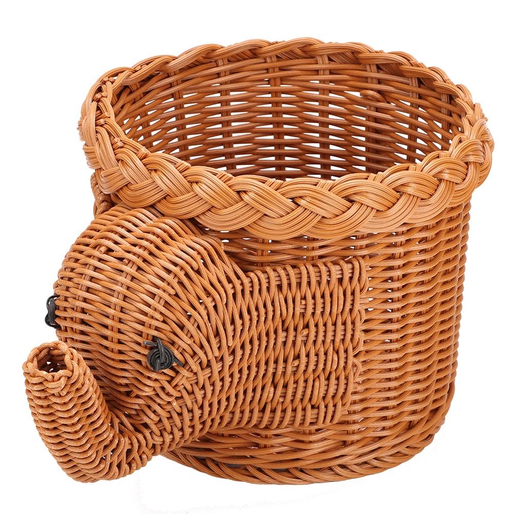Cartoon Elefantenform Rattan Brot Obst Snacks Aufbewahrungskörbe Lebensmittel Servierkörbe(Braun)