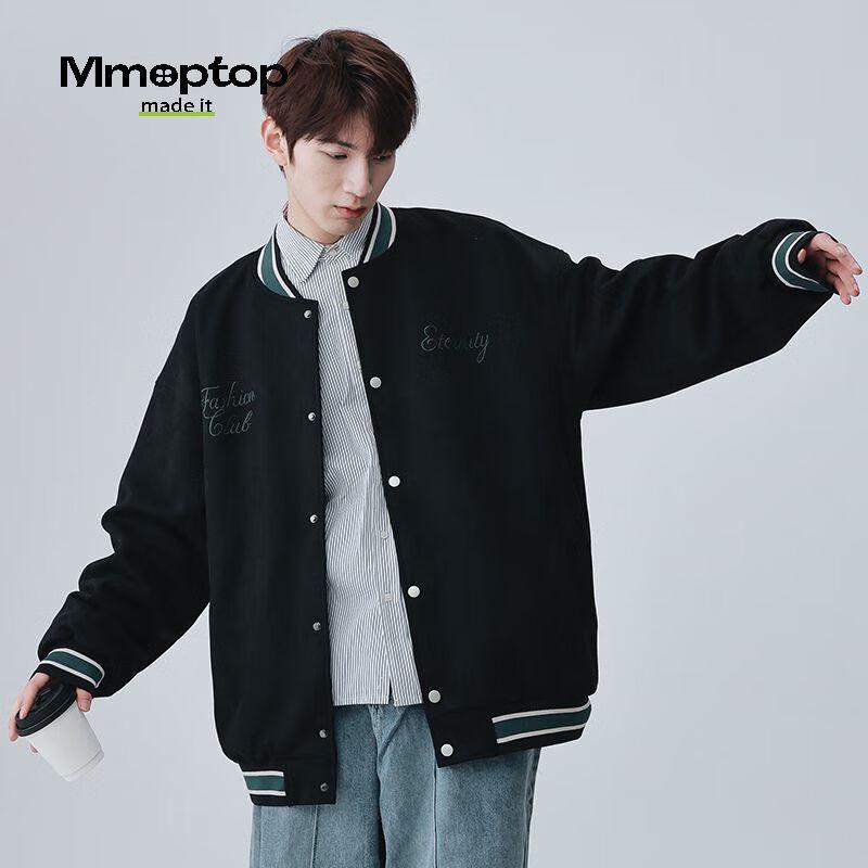MMOPTOP Men's Suede Embroidered Baseball Jacket