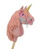 Hobby Horse Unicorn On a Stick, Small, Dusty Pink with Pink Mane and Gold Horn