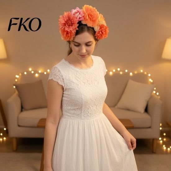 3D Flower Hairband Flowers Hair Hoop, Halloween Party Headband, Simulated Stable Rose Headband for Vacation Dance Accessories Gift Long-lasting