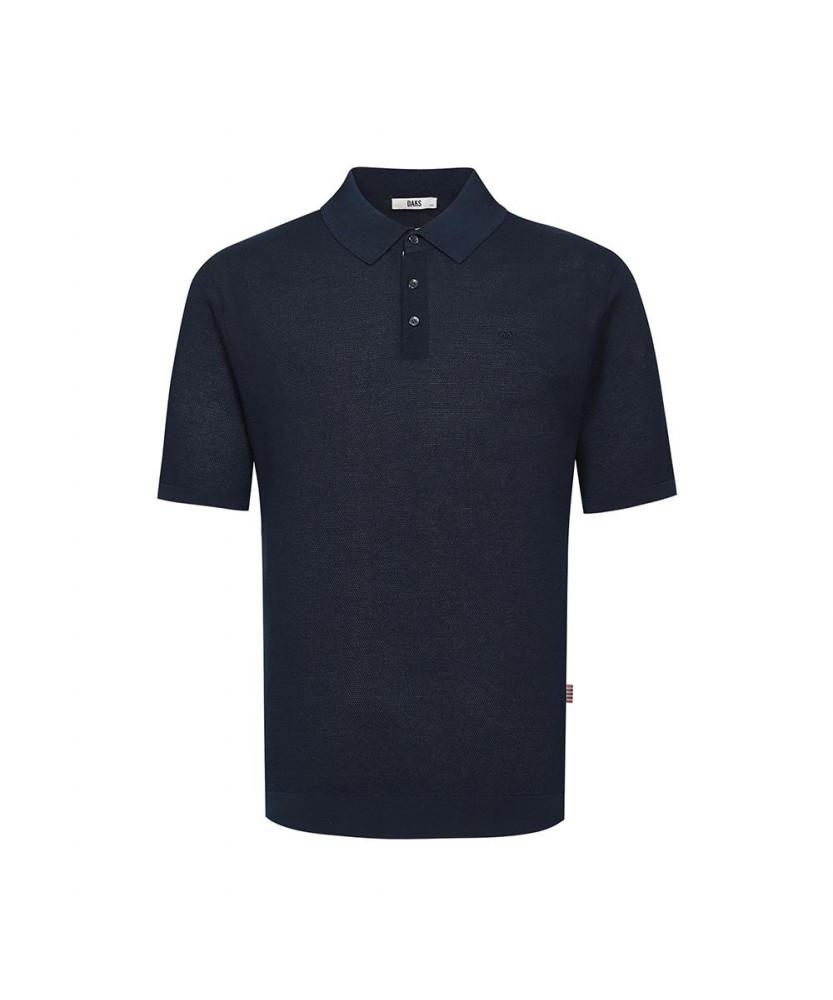 Dagseusyeocheu Cotton Blend Short Sleeve Collared Knit Navy_Dls1Swts150N1