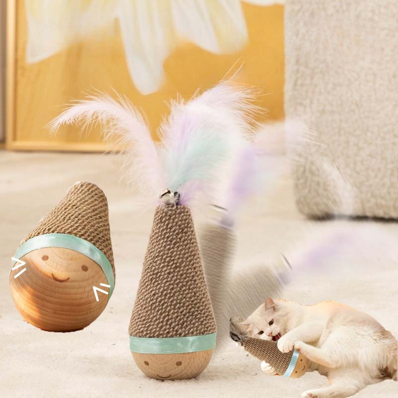 Tumbler Wobbler Toys for Cat Bite-resistant Chew Toy Feather Agave Teeth Cleaning Interactive Cat Toy Supplies