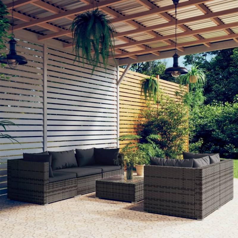 Day and Night - Day and Night 6-piece Garden Sofa Set and Gray Synthetic Rattan Cushions