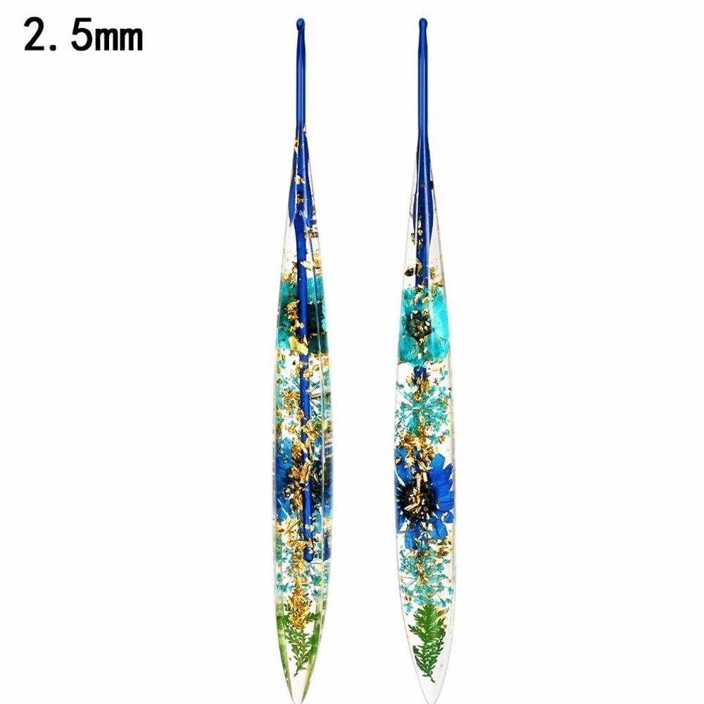 Floral Resin Grips Crochet Hook 2.0-6.0mm Non-Slip Knitting Needle Knitting Tools Yarn Knitting Weave Needle Sweater Making