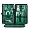 24-Piece Professional Dark Green Manicure Set with Nail Clippers & Scissors