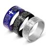 Trendy Men's Ring Stainless Steel Black Color Jesus Cross Ring Letter Bible Verse Prayer Finger Rings For Men Amulet Jewelry